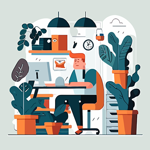 growing workplace cartoon vector flat