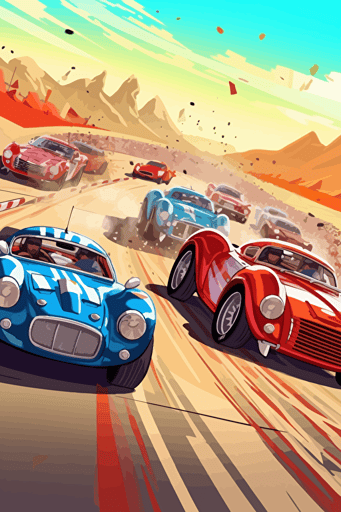 car racing sport event in cartoon vector style,