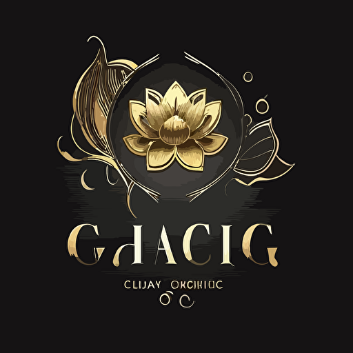 create therapist Vector logo with lotus flower and and the letter CG in Gold