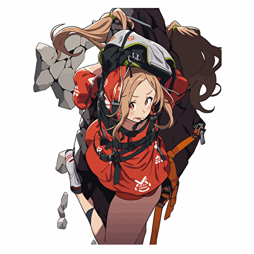 SMILING climbing girl 12 year old with no backpack in the style of Akihiko Yoshida, make a logo vector