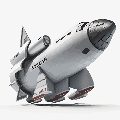 spaceX starship with superheavy, vector art, white background