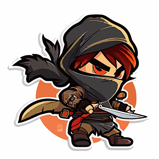 ninja, sticker, vector, white background, anime style