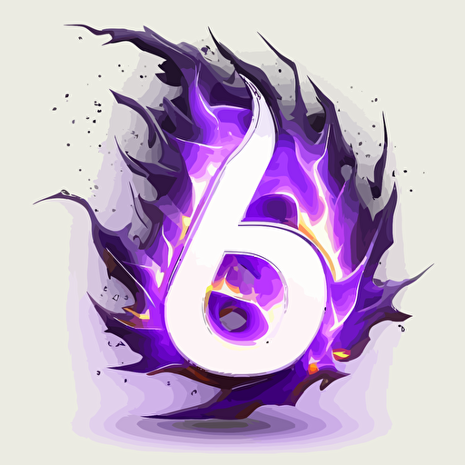 icon, logo, number 8, electric flame, abstract, white background, single color, purple, vector, no shadows
