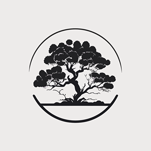 a very minimal flat vector bonsai logo, monocolor