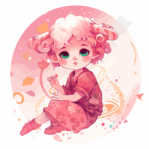 illustration for child, vector, pink, aries astrology baby 6144x6144
