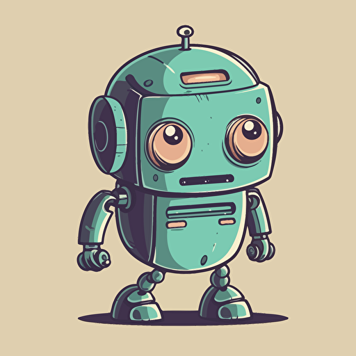 a mascot logo of a cute robot, simple, vector, no shading detail