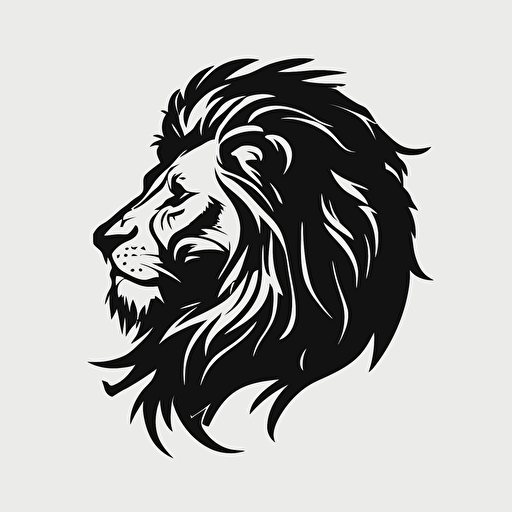 pop art minimal iconic logo of lion, black vector, on white background