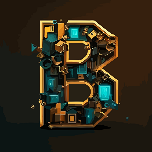 a simple vector logo in 2D of the letter B inclusiones blockchain elementos