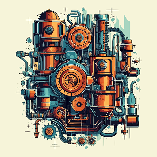 Machines illustration logo design, vector