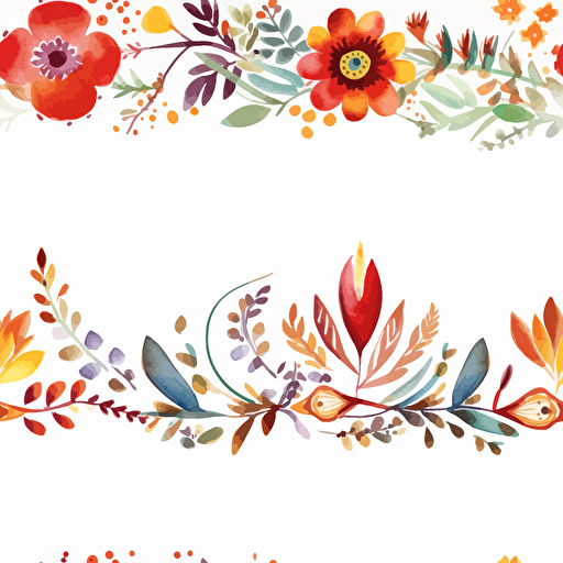Boho art, watercolor flower border, minimalism white background vector