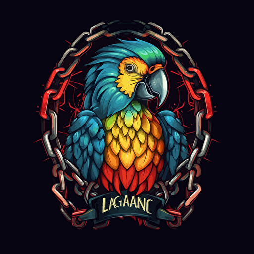 langchain logo vector art square, incorporate chain and a parrot.
