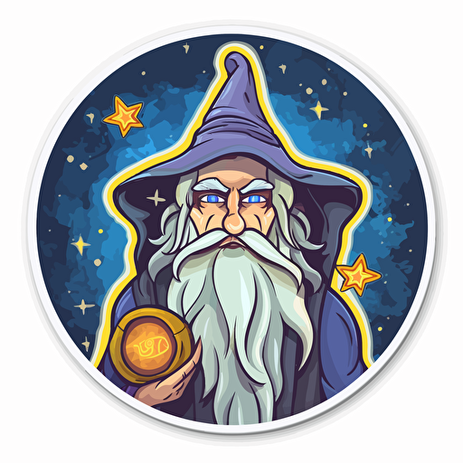 sticker, old wizard, vector