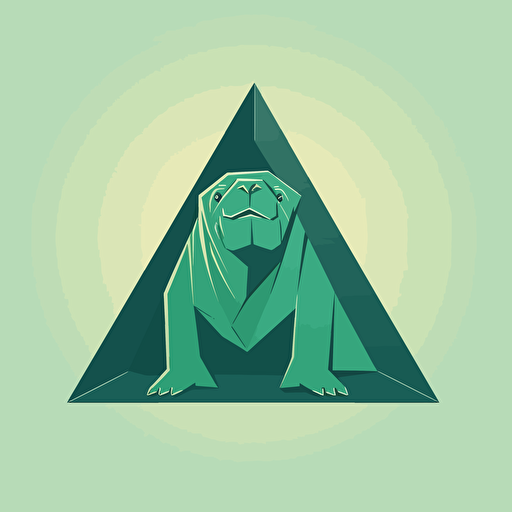 make a simple vector logo with a young walrus in a green triangle