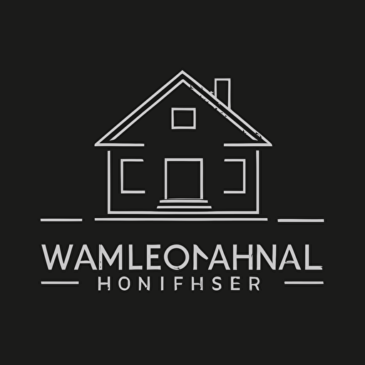 simple minimal logo of a house, flat vector style of massimo vignelli, black background