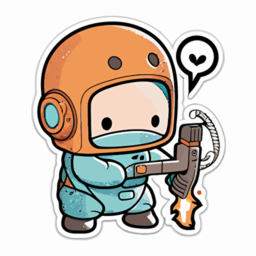 welder , Sticker, Cute, Soft Color, Kawaii, Contour, Vector, White Background, Detailed