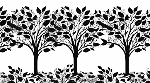 simple kratom tree black and white vector seamless texture background, white background,