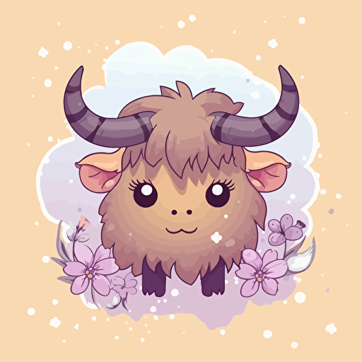 cute buffalo kawaii style, vector clipart
