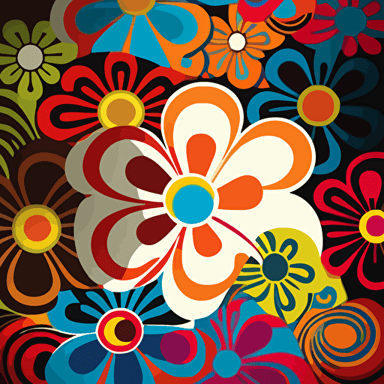 flower power era pattern, vector illustration