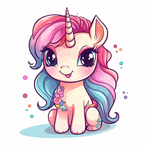 soft cute unicorn cartoon drawing vector v5