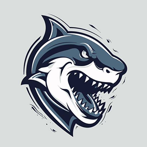 a vector sports logo of a great white shark body with a wolf head