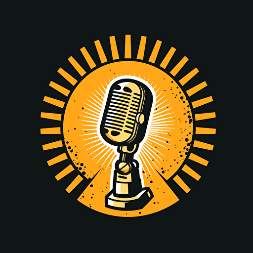very simple vector logo of a spotlight coming from the celing and microphone, linework