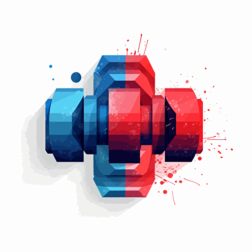 vector logo of A DUMBBELL WITH A WALL BACKGROUND IN RED AND BLUE COLOR in modern V.5 style with a white background without text