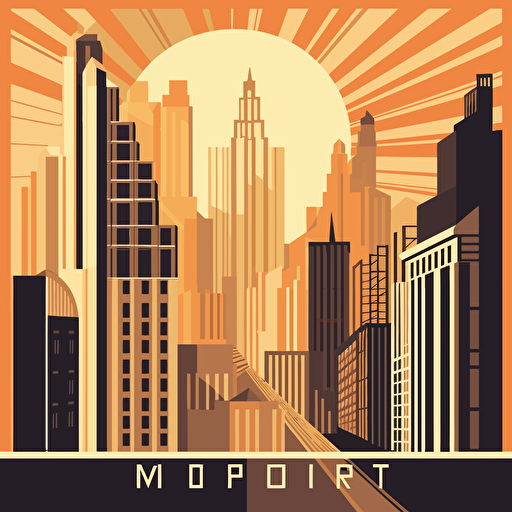 art deco city , vector style, architectural, poster