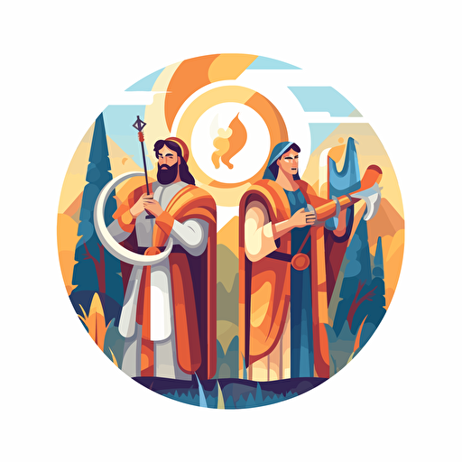 2d vector icon. holy hunters searching for glory. white background