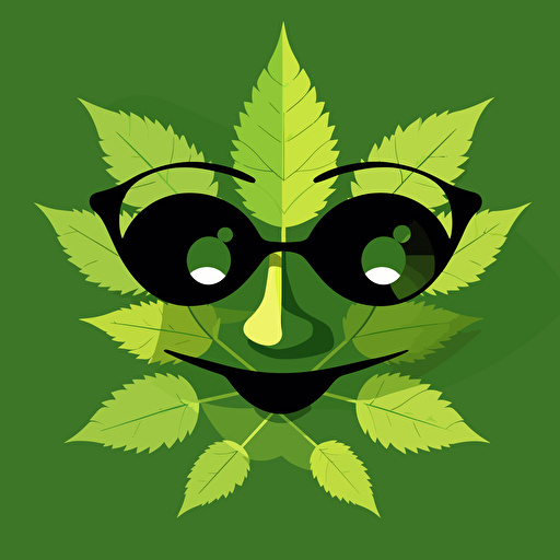 happy 420, greeting card motive, funny face, green colors, vectorized