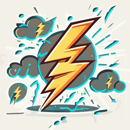 vector illustration of money and lightning. modern, white background, 2d, cartoon