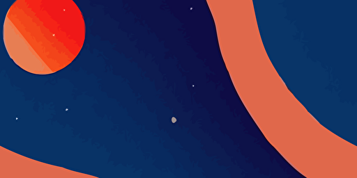 vector illustration style several crescent moons in space, navy blue and orange with a grainy paper texture
