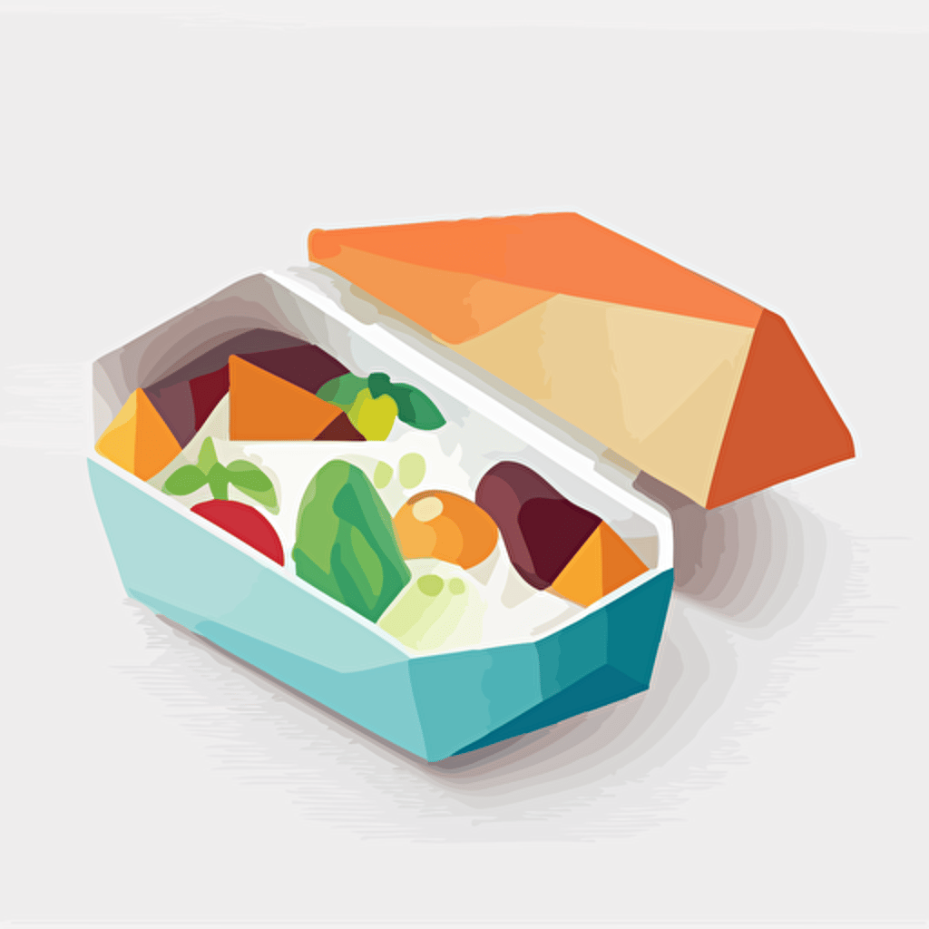 One bento box, geometric minimalistic design, flat, no shadow, vector art, white background