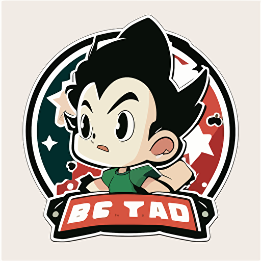 full-color cartoon logos of astro boy, flat vector, sticker with white border