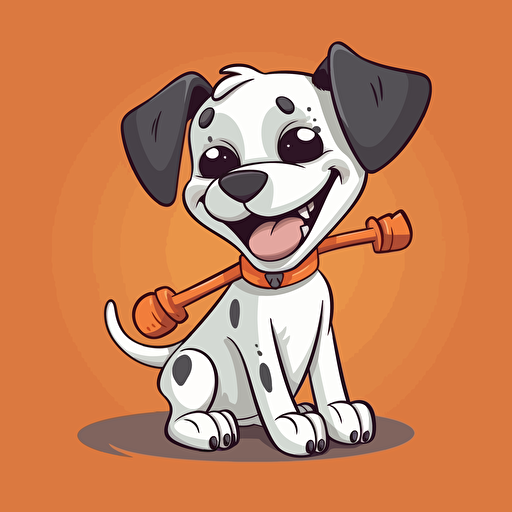 A friendly cartoon dog and bone, showcasing a lovable dog with a wagging tail and a bone in its mouth, Artwork, vector illustration,