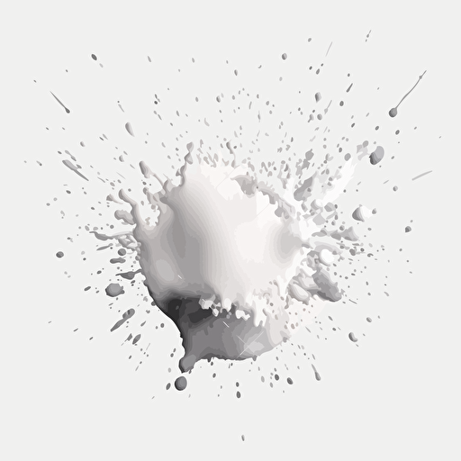 Splatter white paint splash, rounded, transparent background, ultra reallistic, flat style, vector style, no details, with a flat white circle at center