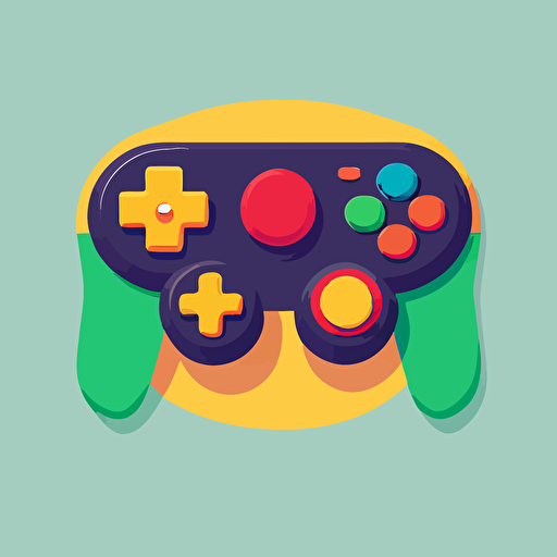 brightly colored game controller with buttons and joysticks, sticker, vector