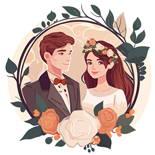 vector, wedding, bride and groom, lovely style