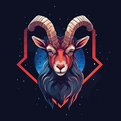 a hyper-detailed vectored logo of a goat in deep space