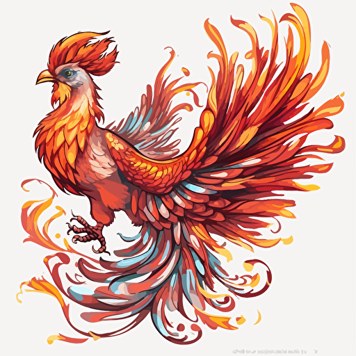 epic phoenix bird sticker png hq white background vector