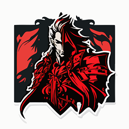 Alucard from Castlevania, simple art, 2d, flat, sticker, vector style