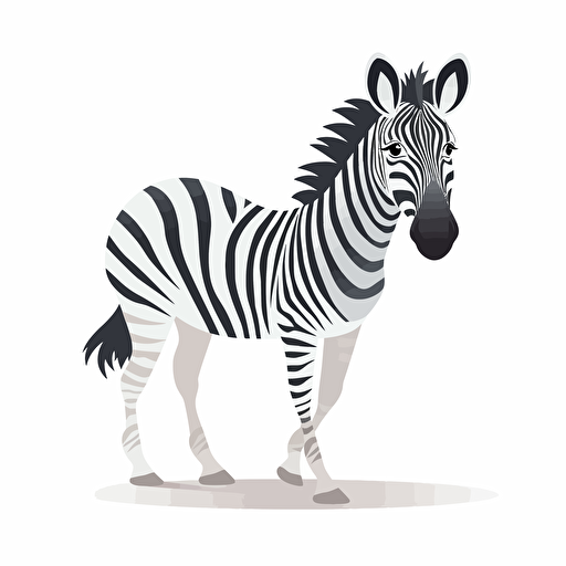 zebra, cartoon style, 2d clipart vector, creative and imaginative, hd, white background