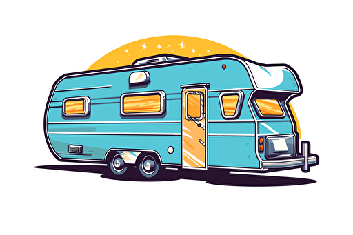 2d illustration, two toned trailer simple vector sticker