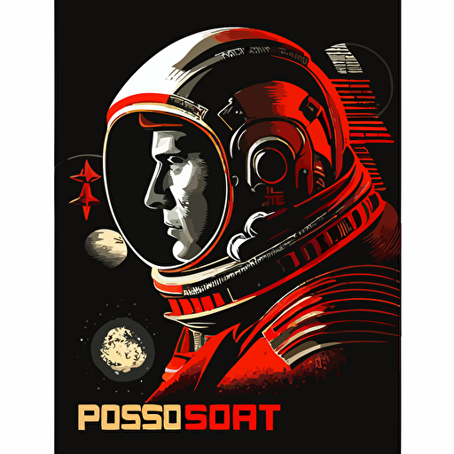 russian cosmonaut propoganda poster ussr vector image on black background