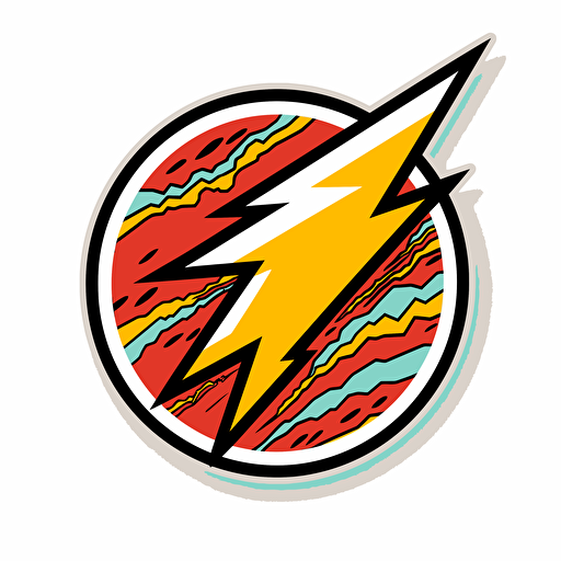 Thunder Bolt Sticker, Retro, Vector, White Background v 5