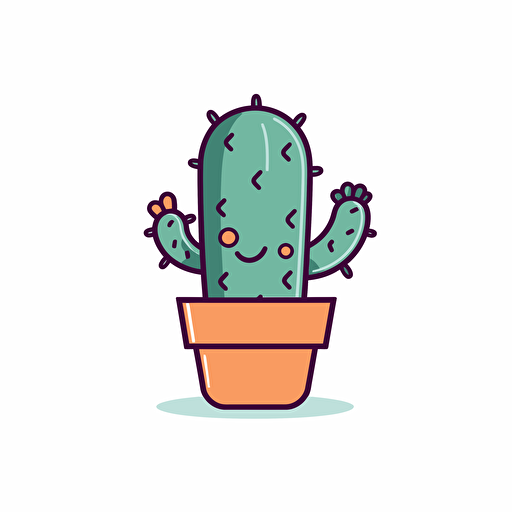 Cactus icon, icon, colorful, comic vector illustration style, flat design , minimalist logo, minimalist icon, flat icon, adobe illustrator, cute, white background, simple