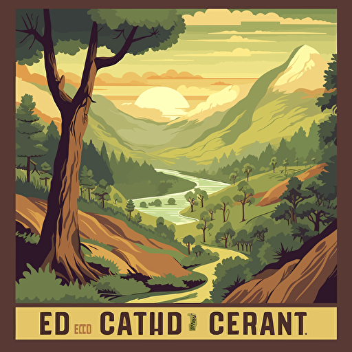 Create a visually striking vector poster that highlights the natural beauty and ecological importance of a country. The poster should feature an image of the earth as seen from space, with lush green trees covering a significant portion of the land. The colors should be vibrant and eye-catching, with a focus on green, blue, and brown hues to represent the earth, trees, and soil.