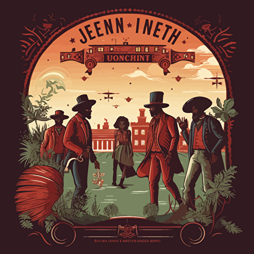 vector illustration of Juneteenth 1865 in Texas, black peoples celebration, in vivid colors