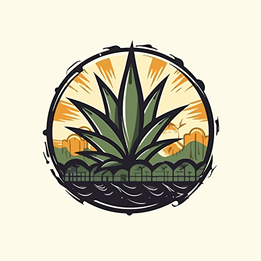 Logo, construction company, with an agave plant vector