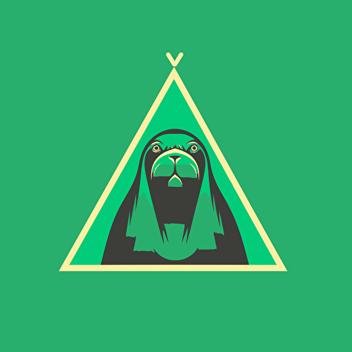 make a simple vector logo with a young walrus in a green triangle