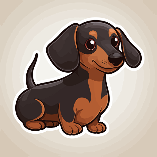 a profile of a a super cute very happy Dachshund, sticker, vector, big eyes s 1000